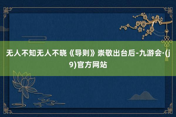 无人不知无人不晓　　《导则》崇敬出台后-九游会·(j9)官方网站