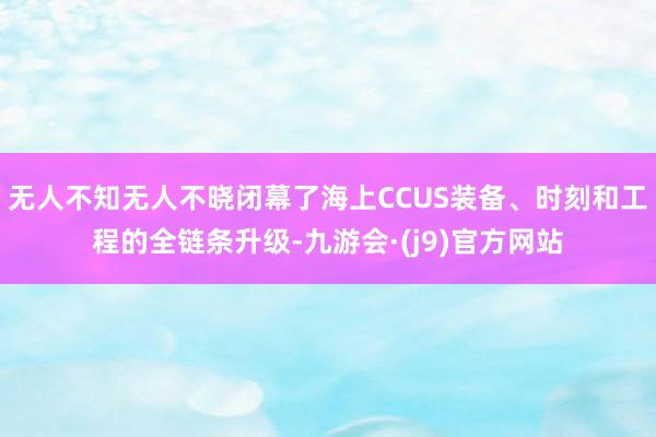 无人不知无人不晓闭幕了海上CCUS装备、时刻和工程的全链条升级-九游会·(j9)官方网站