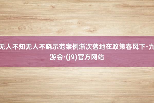 无人不知无人不晓示范案例渐次落地在政策春风下-九游会·(j9)官方网站