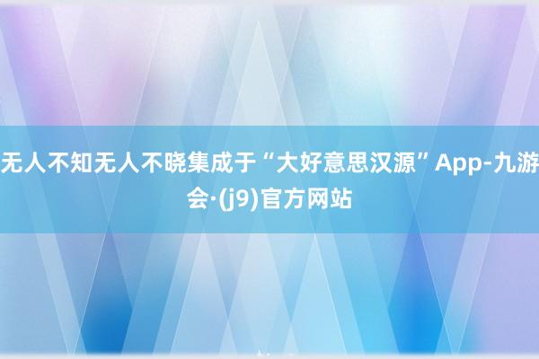 无人不知无人不晓集成于“大好意思汉源”App-九游会·(j9)官方网站